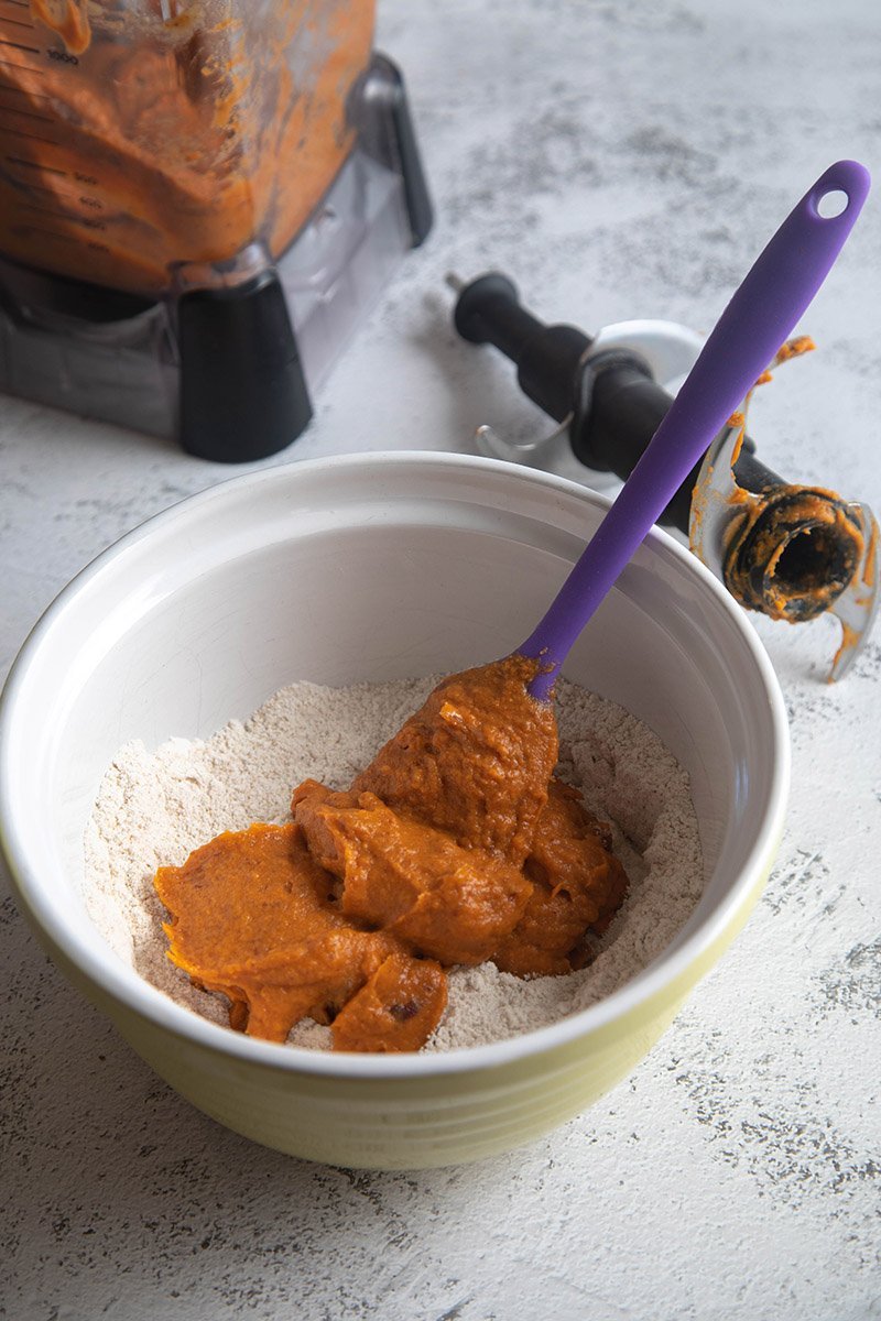 add sweet potato mix to dry mix