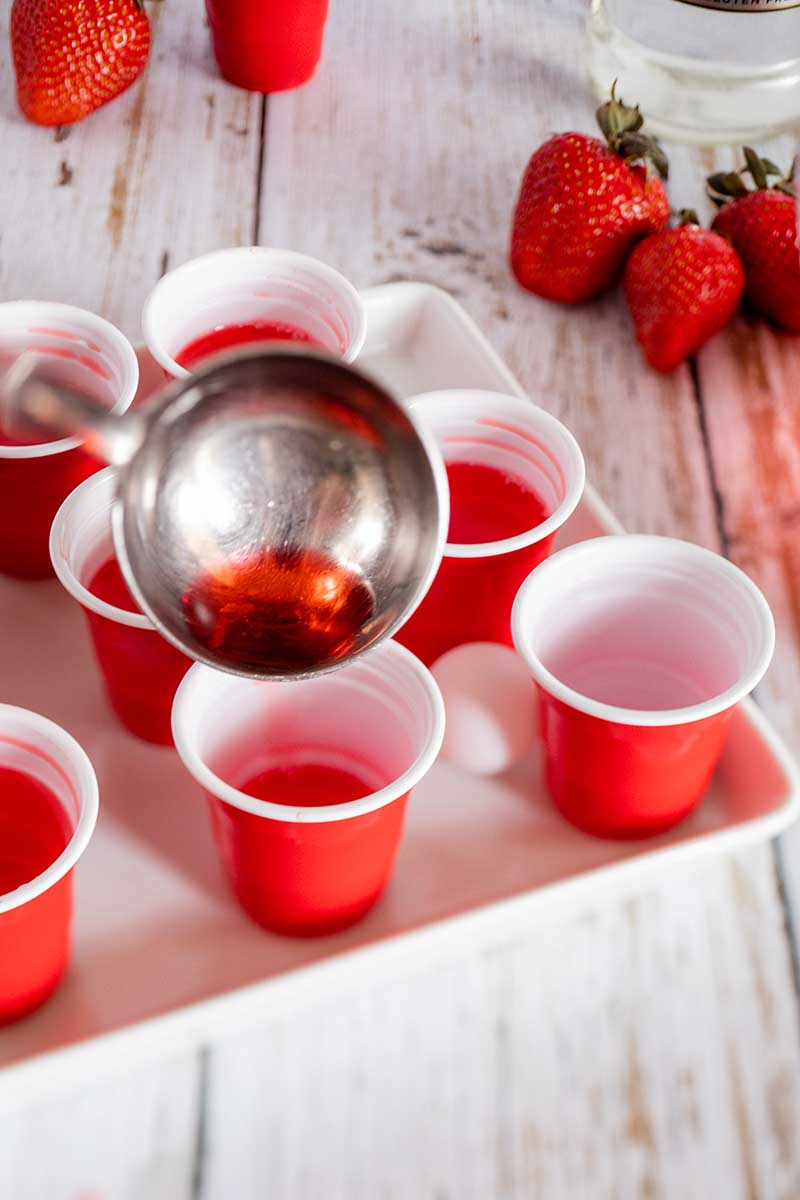 filling jello shot cups