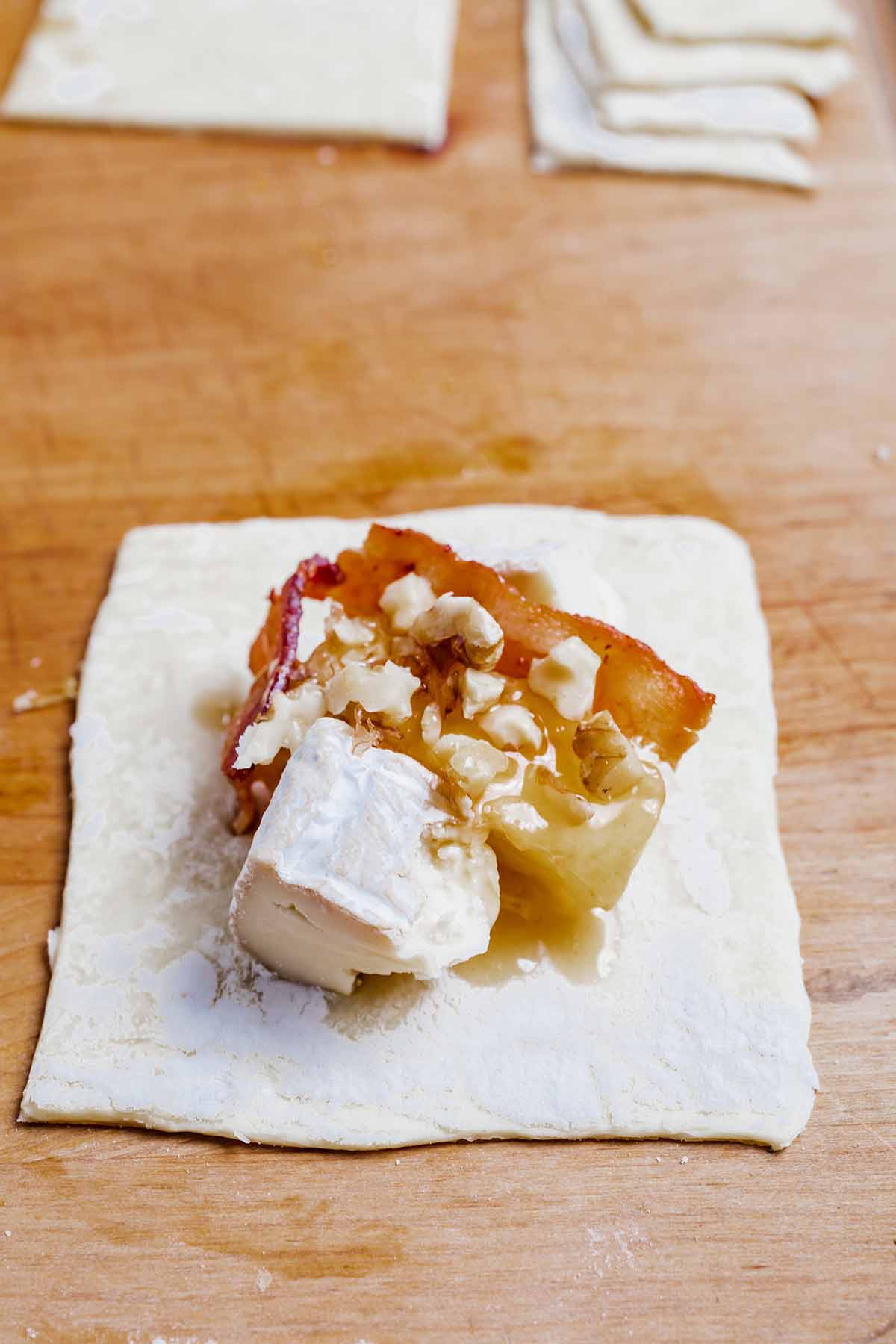 Air Fryer Peach Maple Bacon Brie Bites uncooked