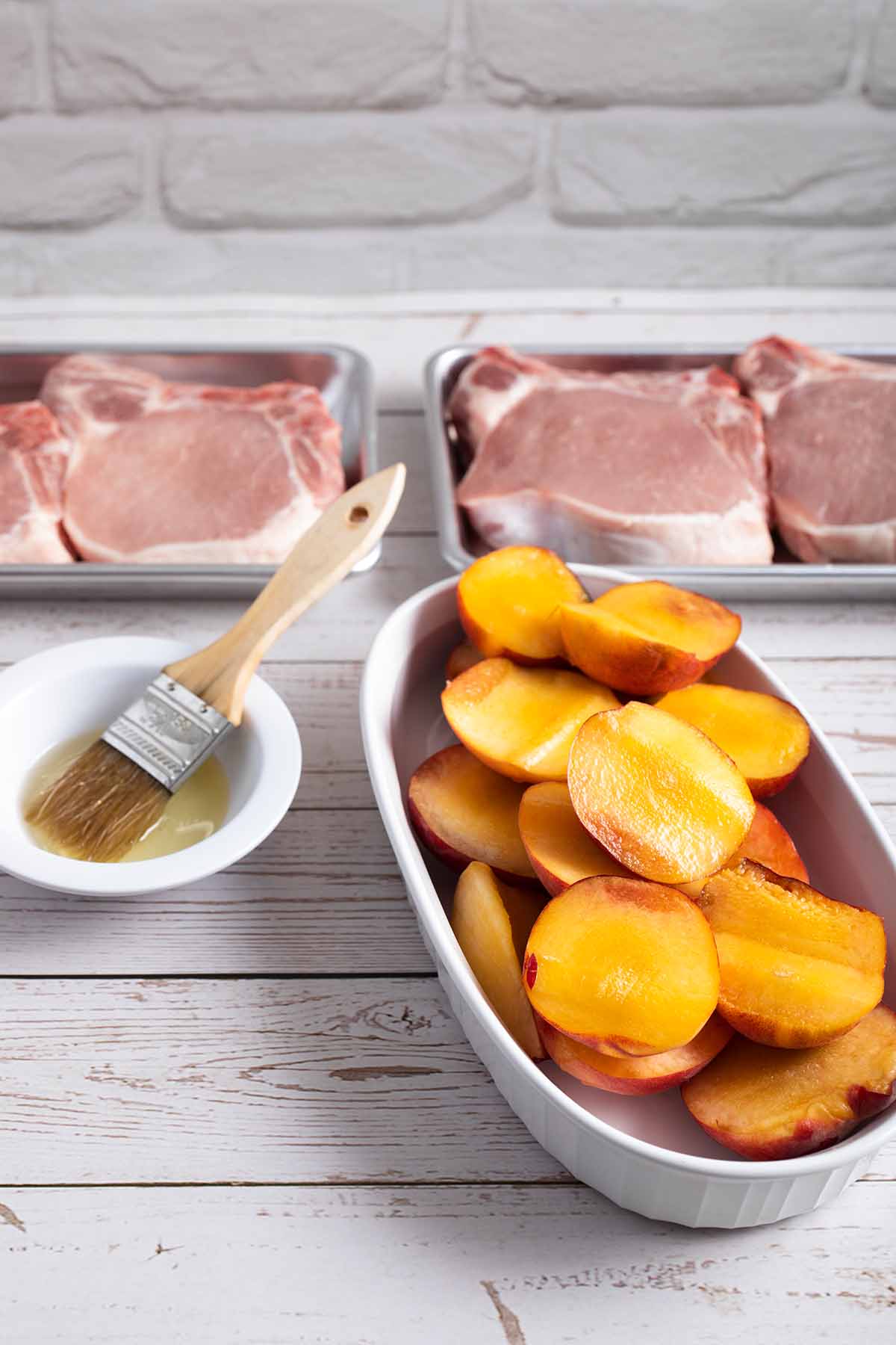 Prepare peaches for grilling