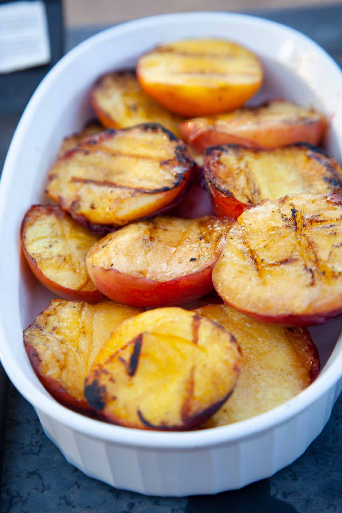 Finished grilled peaches