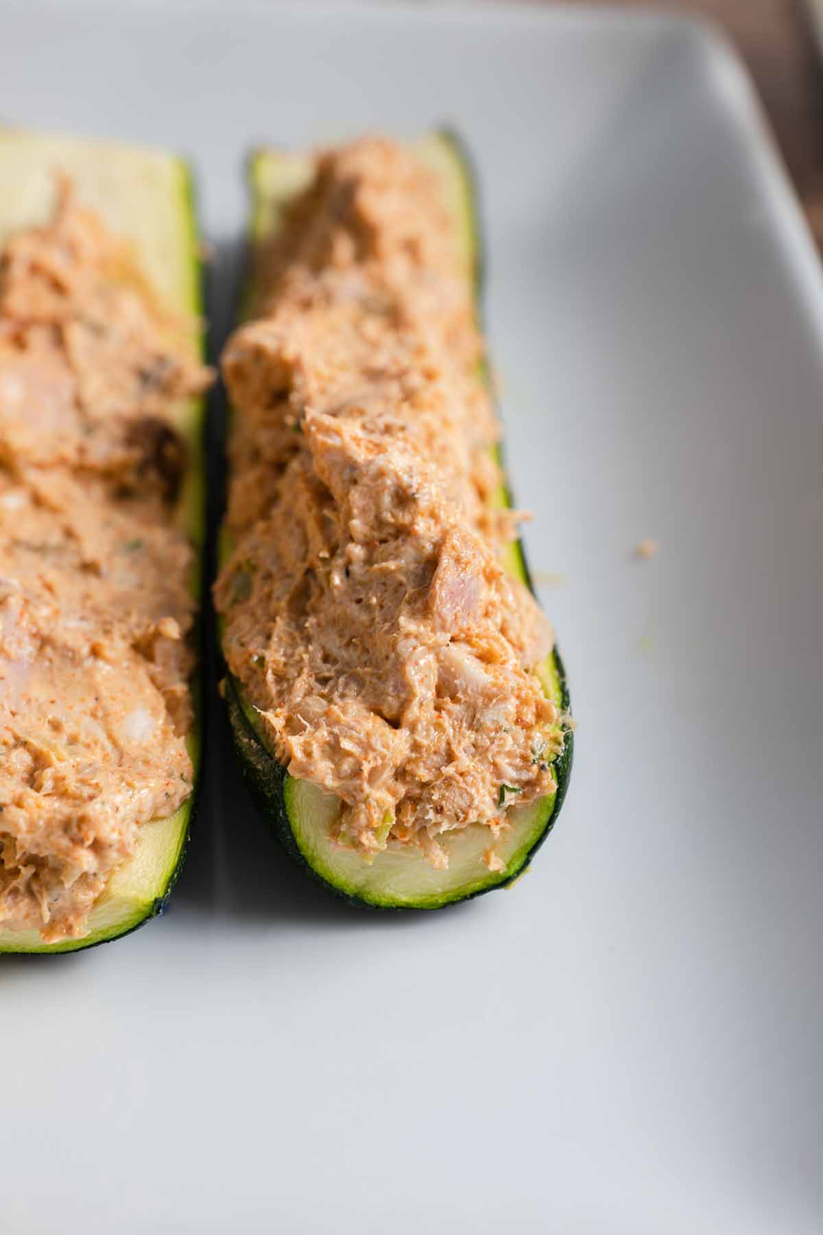 zucchini shells filled with mixture