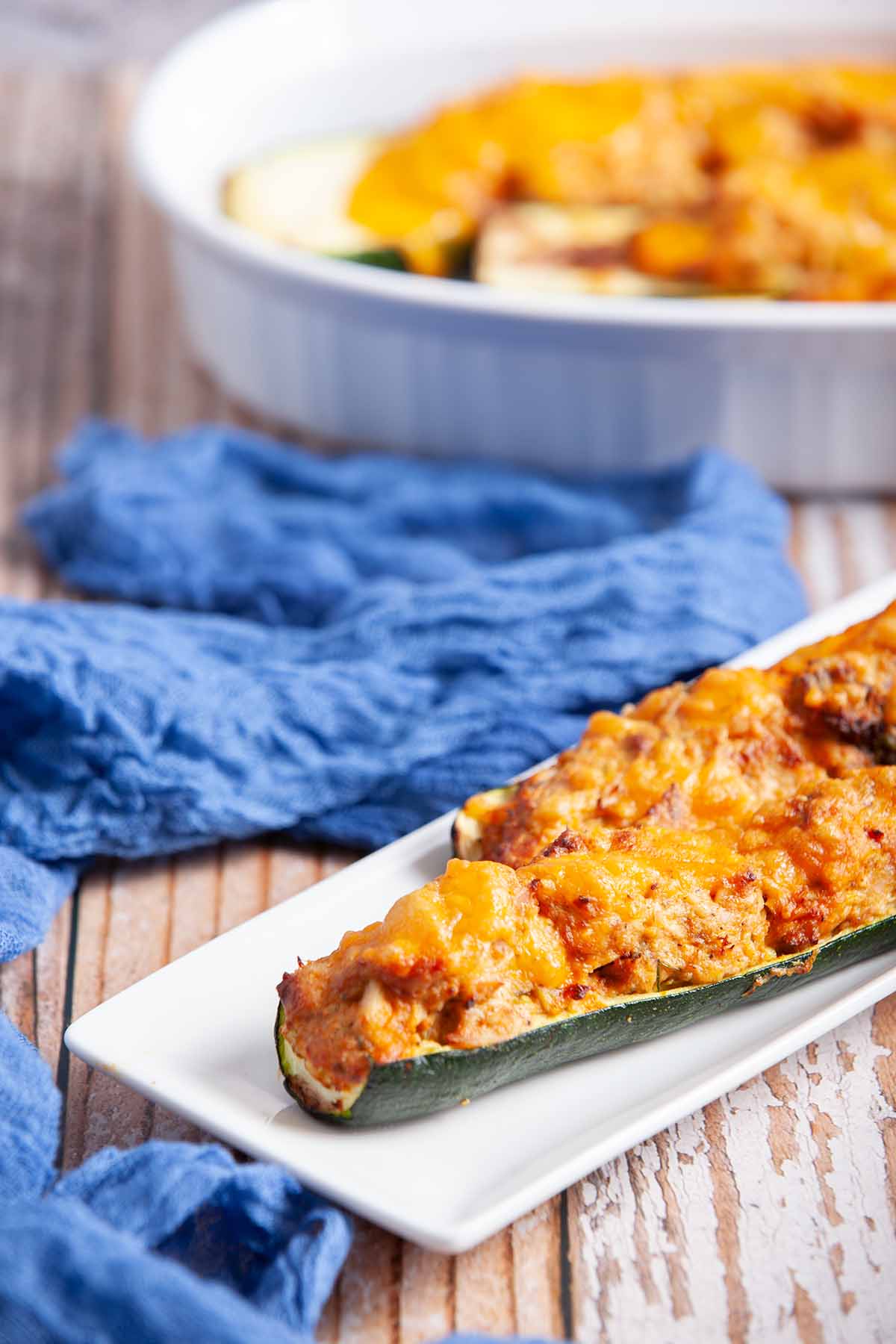Air Fryer Buffalo Chicken Zucchini Boats Flash in the Pans