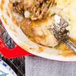 close up hamburger shepherd's pie casserole